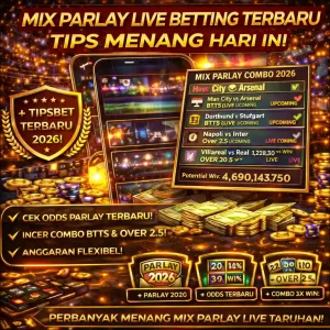 Infobolaid - Tampilan tiket taruhan mix parlay live betting terbaru 2026 dengan rincian odds pertandingan bola jalan yang sedang berlangsung.